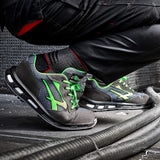 U-Power Red Lion Point, zapatos de seguridad unisex, ligeros, flexibles, de cuero antipinchazos, con inserto Infinergy, con puntera de aluminio - Grey & Green-43
