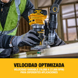 DEWALT Fresadora compacta XR 18V, motor sin escobillas, 1/4'' (8 mm), No incluye batería ni cargador, DCW604NT-XJ