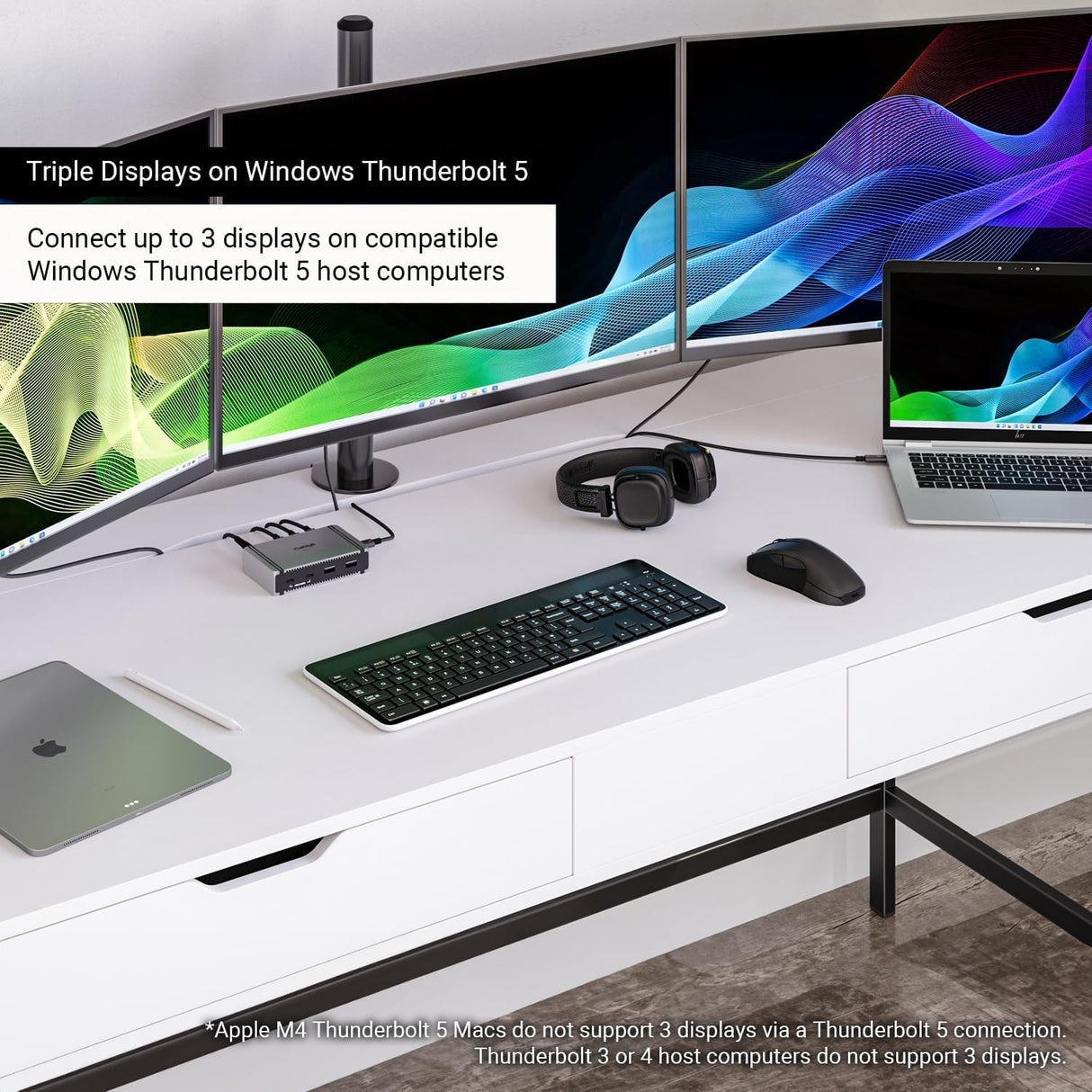 CalDigit E5 - Thunderbolt 5 Element 5 Hub - 9-Puerto, 4 x Thunderbolt 5/USB4 v2 Puertos, 3xUSB-A y 2xUSB-C 10Gb/s Puertos, Single 8K, Dual 6K/8K, Oro Dual 4K@240Hz Displays, 90W Charging, 0,8 m Cable