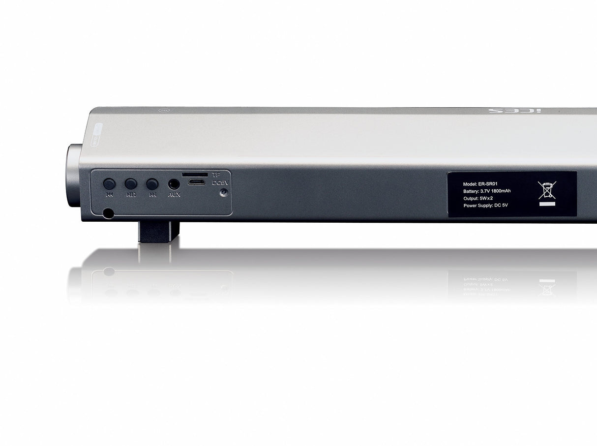 ICES ISB de 020 Mini Barra de Sonido Bluetooth (2 x 5 W RMS), Incluye Cable Micro USB, AUX de Entrada y Micro SD Lector de Tarjetas