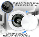Pyle Altavoces empotrables, Bluetooth, Pared, Techo, 6.5”, 150W, Dos vias, Estereo, Estereo, Rejilla Redonda/Cuadrada Intercambiables
