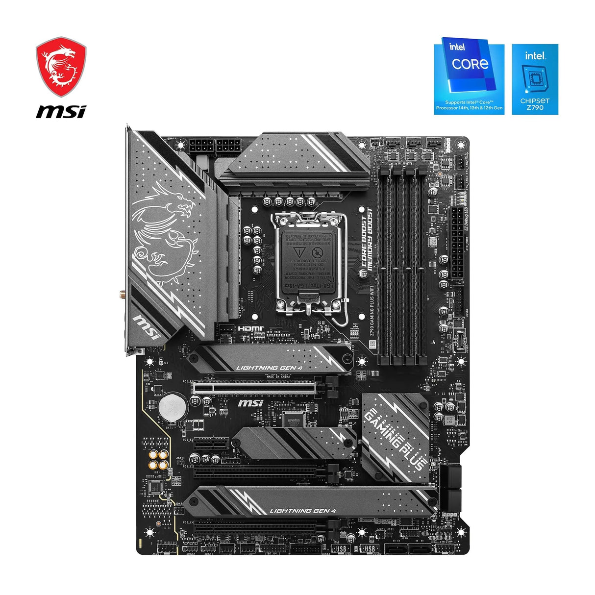 MSI Z790 Gaming Plus WiFi – Placa Base ATX para Gaming, Soporte Intel 13ª Gen, DDR5, WiFi 6, PCIe 5.0, RGB