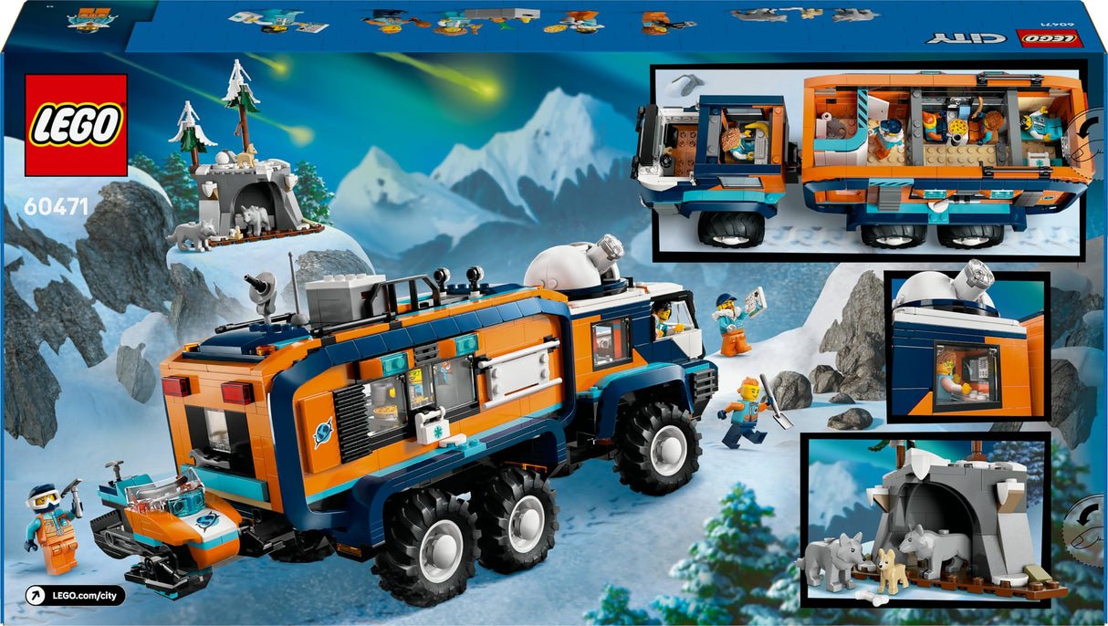 LEGO City Laboratorio Científico Móvil de los Exploradores Árticos - Camión de Juguete con Suspensión - Moto de Nieve, 5 Minifiguras y 3 Figuras de Lobos Blancos - Regalo Pra Niños de 8+ Años 60471