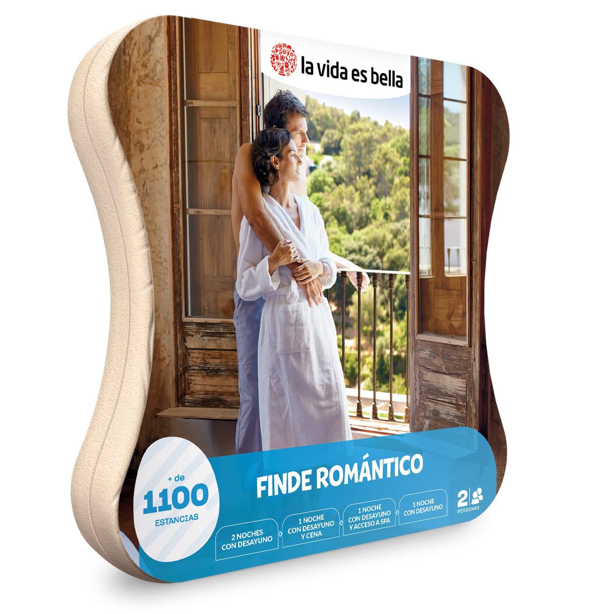 LA VIDA ES BELLA Caja Amor para Parejas-Finde romántico-Ideas Regalos Originales 1 Noche con Desayuno y Cena o SPA para 2 Personas, Unisex-Adult, Multi-Colour, One Size