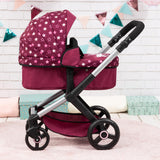 Bayer Design 17023AA Cochecito de muñeca Combi Xeo, Carrito para muñecas, Altura Regulable, Convertible en Sillita Paseo, Bolsa