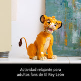 LEGO | Disney El Rey León: Simba Joven Maqueta para Adultos, Regalo para Mujeres y Hombres, Figura de Animal Coleccionable, Actividad Creativa, Decoración para el Hogar y Oficina 43247