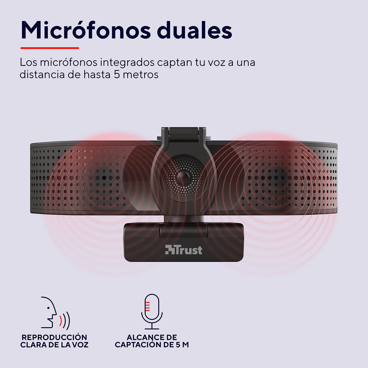 Trust Teza 4K Ultra HD Webcam, 3840x2160, 2 Micrófonos y Enfoque Automático, 30 FPS, USB Plug & Play, Cámara Web para Teams, Zoom, Skype, Portátil, Ordenador, Mac - Negro