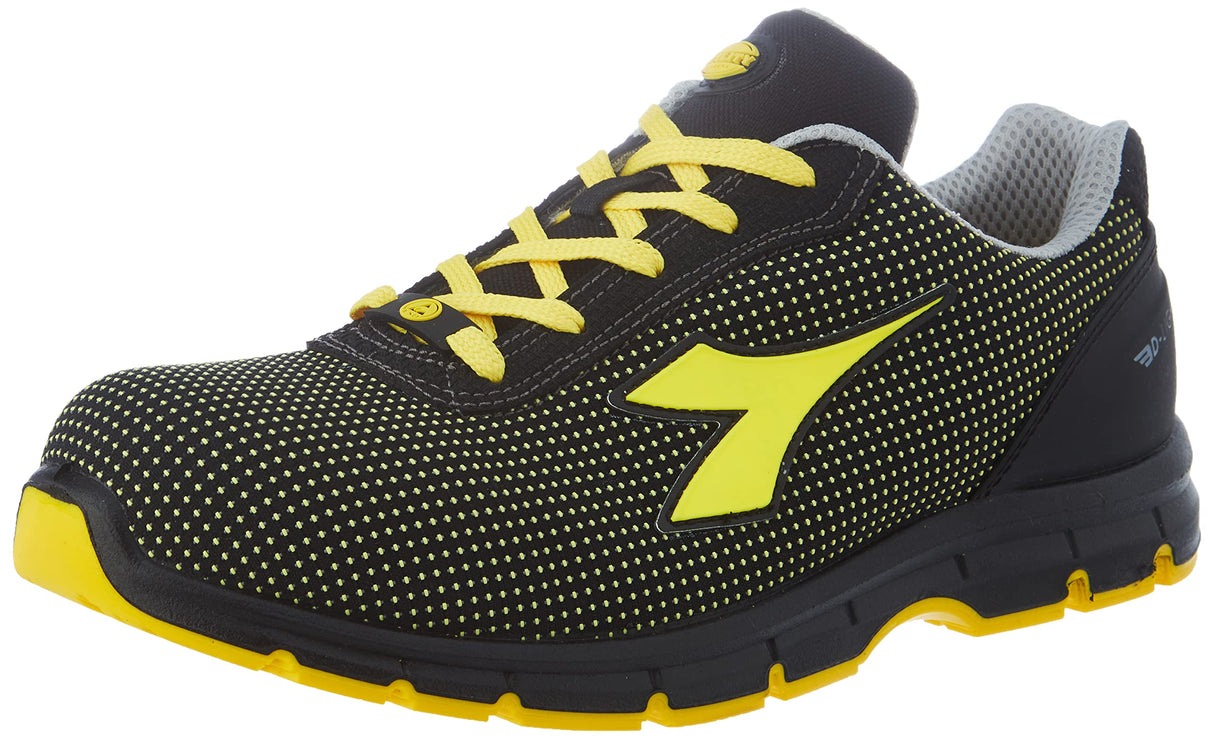 DIADORA Run Atom Low S3 SRC ESD, Zapatillas Deportivas Hombre, Black/Yellow CROMS, 41 EU