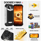 DOOGEE VMAX [2024] Movil Resistente Agua y Golpes 5G, 22000mAh Batería, Dimensity 1080, 20GB+256GB, 6.6" FHD+ 120Hz, Cámara Triple 108MP, Smartphone Irrompible Android IP68IP69K/NFC/Huella Dactilar