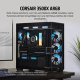 CORSAIR 3500X ARGB Media-Torre ATX Caja de PC - Cristal Templado Panorámico - Compatible Placa Base de Conexión Inversa - 3X Ventiladores CORSAIR RS120 ARGB Incluidos - Negro