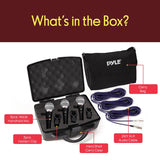 Pyle Kit de micrófono dinámico profesional de 3 piezas, micrófono de mano vocal unidireccional cardioide con funda de transporte rígida y bolsa, soporte/clip y cable de audio XLR de 26 pies a conexión