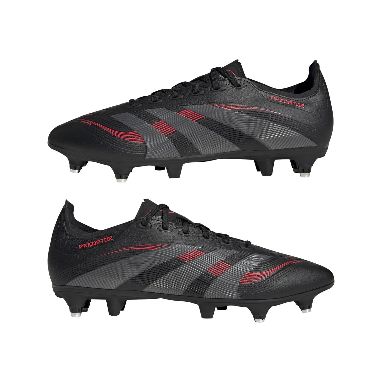 adidas Predator League Soft Ground Football Boots, Botas de fútbol Unisex Adulto, Core Black/Grey Four/Lucid Red, 47 1/3 EU