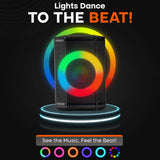 Pyle Portable Bluetooth Speaker with 8" Inch Woofer, TWS, Mic Input, USB/SD/FM Radio, Colorful Ring Lights, 120 W Rechargeable Battery, Tripod Stand & Speaker Bag, Hi-Fi Sound, Outdoor/Indoor Use