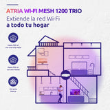 STRONG - Kit WiFi Mesh - AC 1200 Mbps - Hasta 450m² de Cobertura WiFi Adicional - Compatible con Cualquier Box y Router Estándar - Doble Banda 2,4 GHz + 5 GHz - 3 Puertos Gigabit Ethernet - Blanco