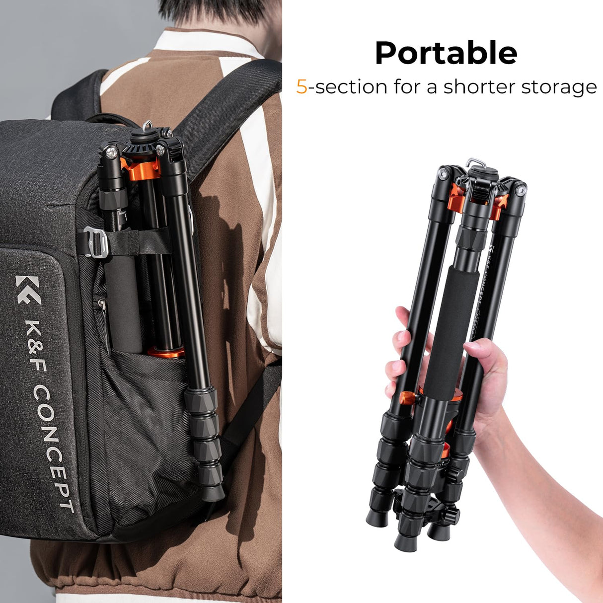 K&F CONCEPT Trípode Cámara 170cm Aluminio con Columna Central con Monopié, 360° Rótula de Bola Placa de Liberación para Cámara DSLR
