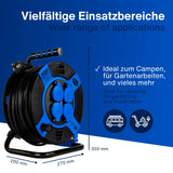 REV 0010118812 base múltiple 50 m 4 salidas AC Exterior Negro, Azul - Bases múltiples (50 m, 4 salidas AC, Exterior, 1,5 mm², Negro, Azul, 230 V)