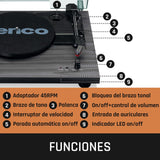 Lenco LS-10 giradiscos - giradiscos con altavoces integrados - transmisión por correa - velocidad variable - negro , 2 x 3 vatios