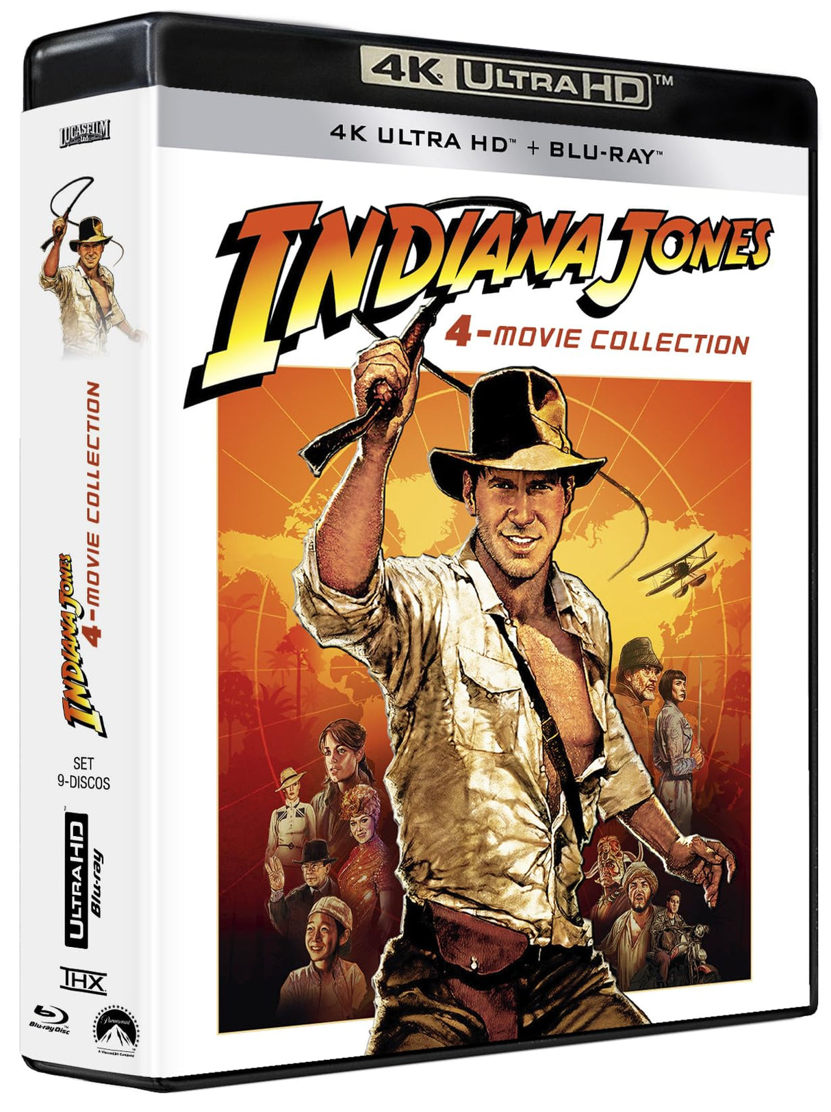 Indiana Jones 1-4(4K UHD+Blu-ray)+Disco Extras(Blu-ray)Pack:En Busca del Arca Perdida/Templo Maldito/La Ultima Cruzada/El Reino de la Calavera de Cristal