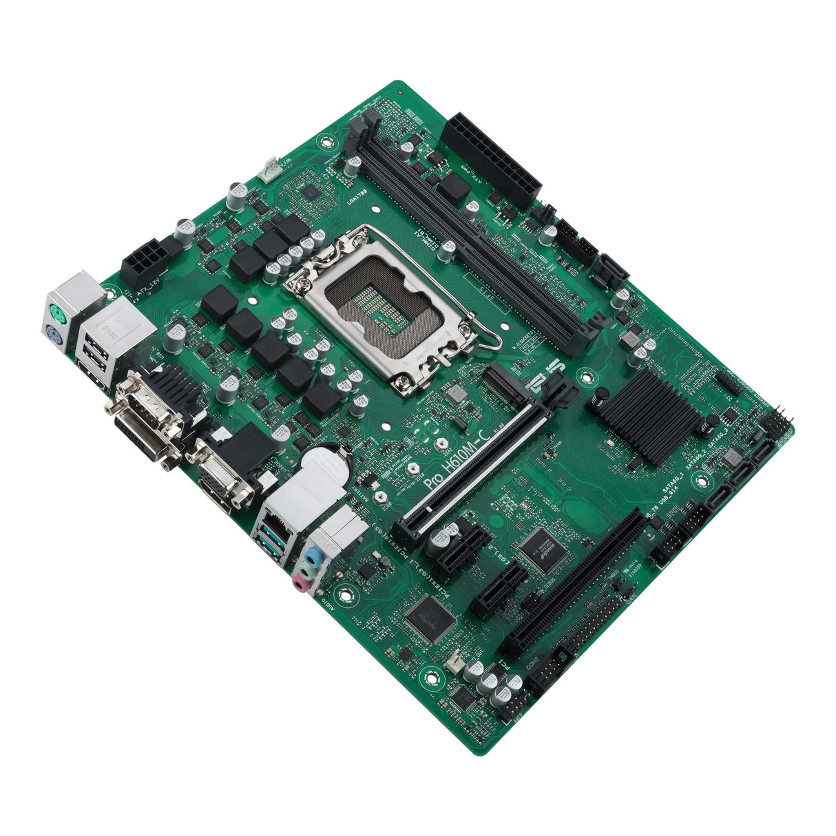 ASUS Pro H610M-C CSM Placa Base mATX, Intel H610, LGA1700, DDR5, PCI 5.0, LAN Intel 1Gb, Realtek 7.1 Surround, 1xM.2, 4xSATA 6GB/s, USB 3.2 Gen 2, ASUS Control Center Express, Negro