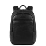 Piquadro Modus - Mochila pequeña de piel para PC de 14" con dos compartimentos, Negro, 40 cm, Daypack