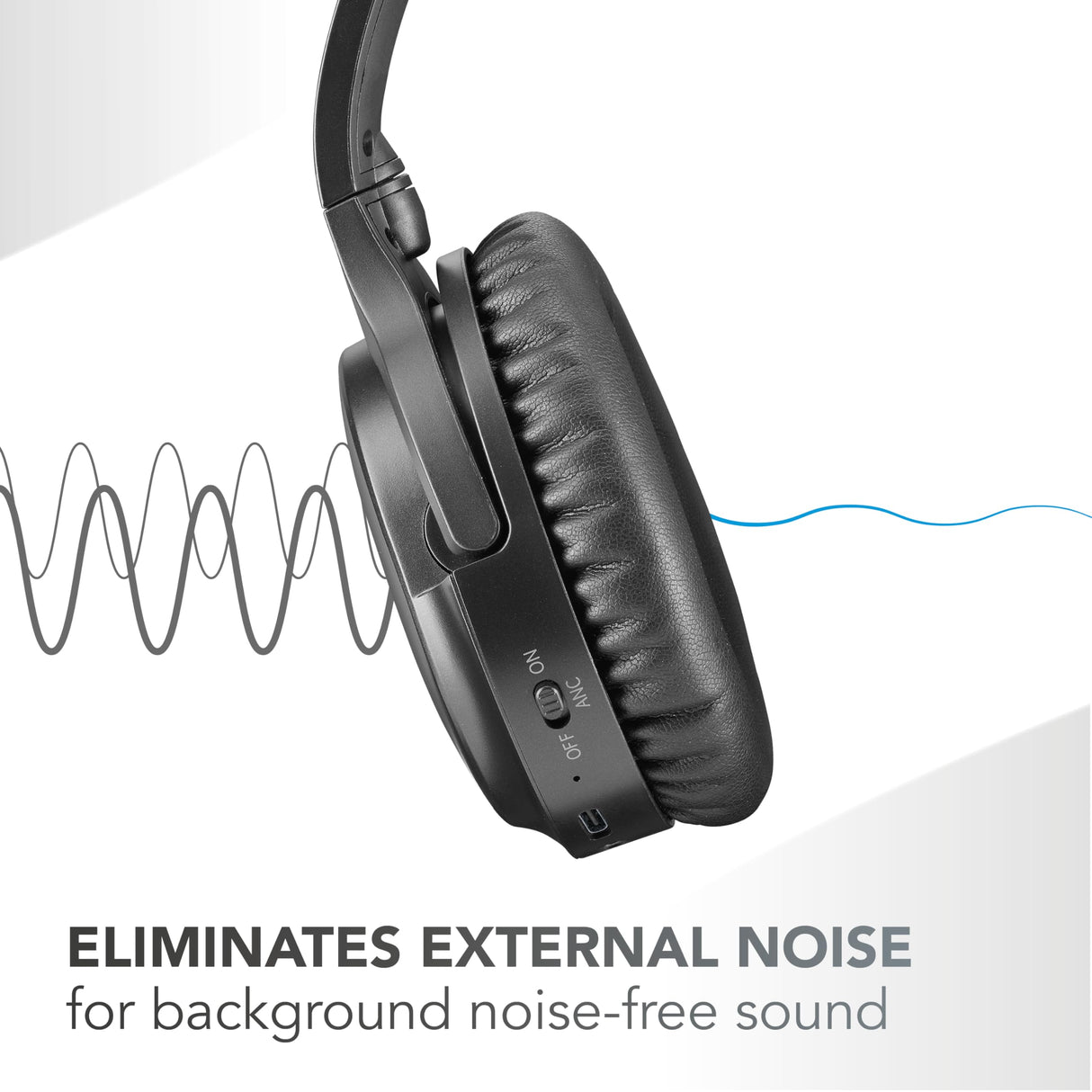 Music Sound - VIBRA - Auriculares Bluetooth inalámbricos con tecnología Active Noise Cancelling - Eliminan el Ruido Ambiental - Diadema Ajustable - 35 Horas de autonomía - Negro