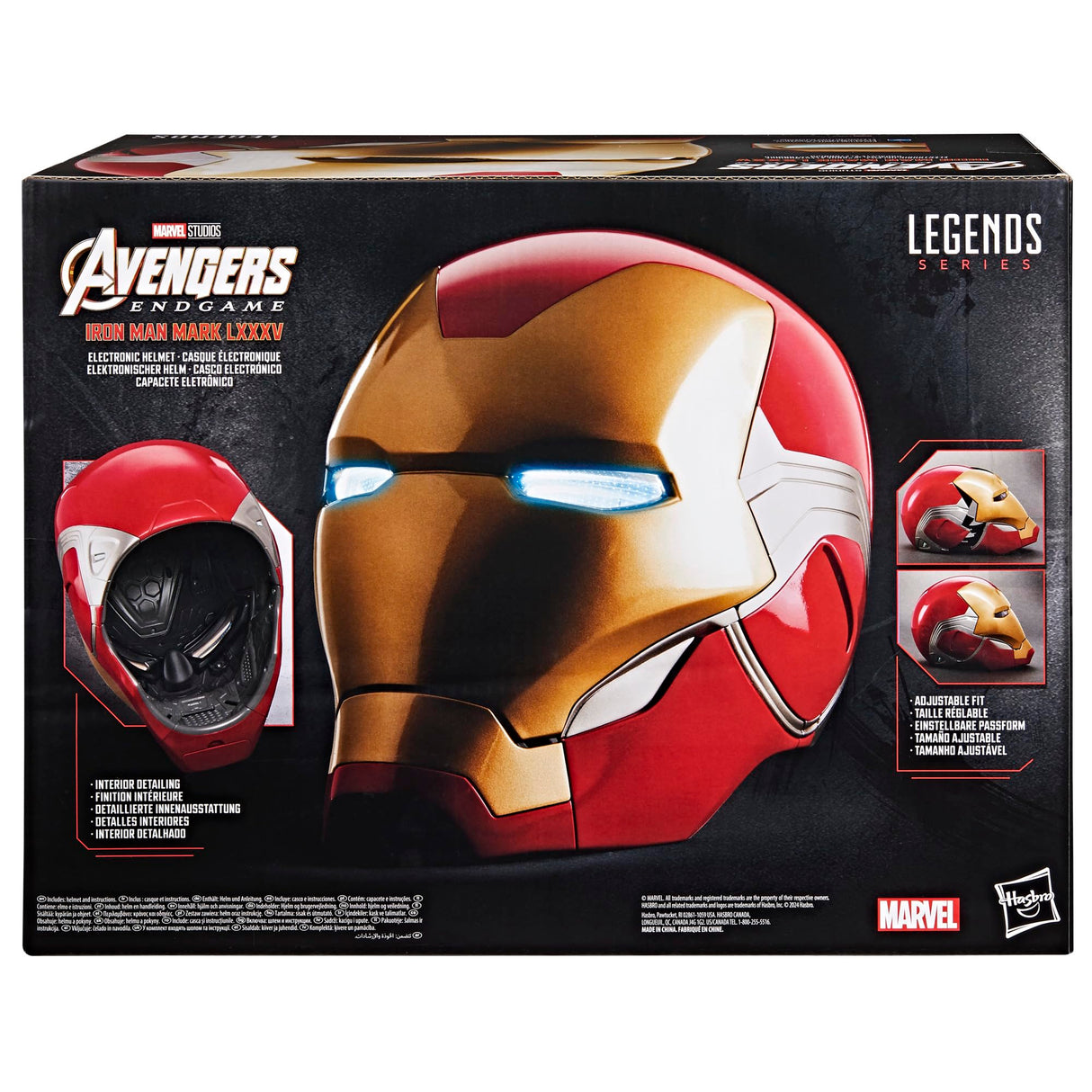 Marvel Legends Series, Casco electrónico premium de Iron Man con efecto de luces, Avengers: Endgame, Artículo para juego de rol de adultos