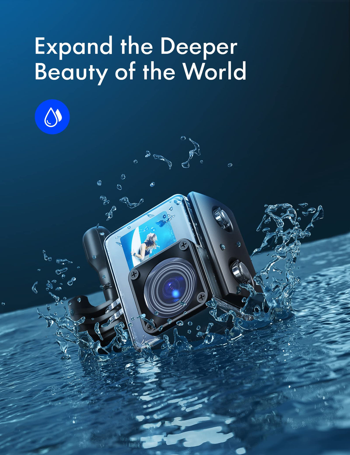 WOLFANG Cámara Deportiva GA200 4K 24MP Doble Pantalla WiFi Cámara de Video, Cámara Acuática Sumergible de 40M, 170° Gran Angular, Control Remoto EIS Mejorado, 2 Baterías, Multi Accesorios