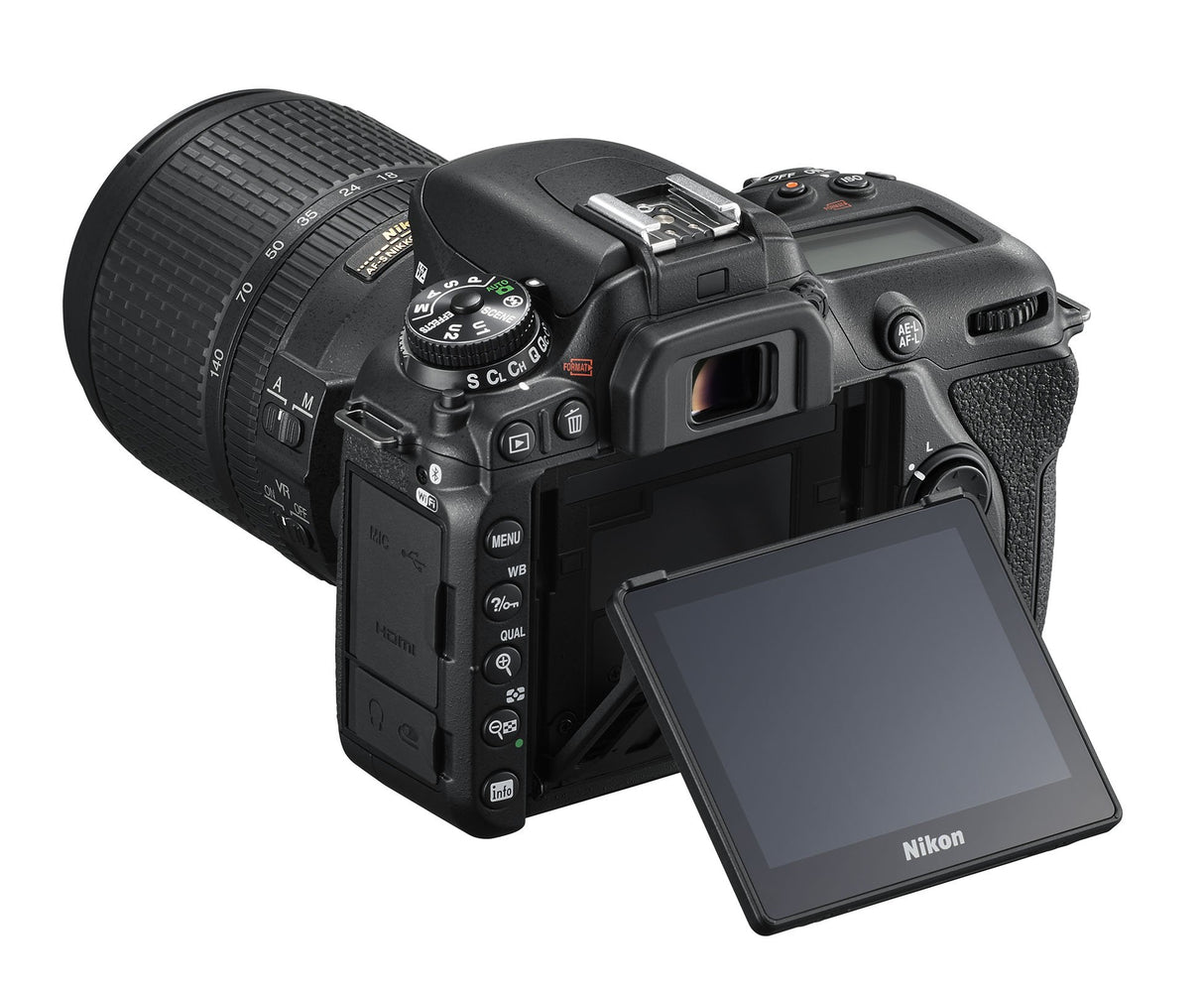 Nikkon D7500 - Cámara réflex digital de 20.9 Mp (pantalla LCD 3.2", 4K/UHD, SnapBridge, Bluetooth, Wifi) color negro - kit con objetivo AF-S DX 18-140 mm f/3.5-5.6G ED VR
