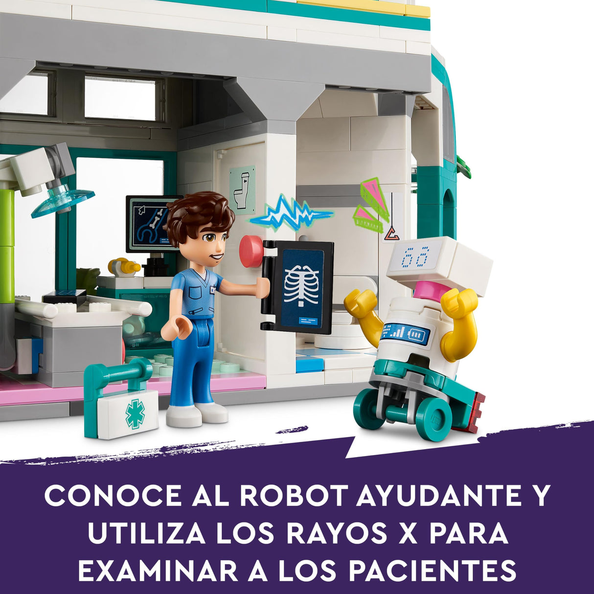 Lego Friends Hospital de Heartlake City con Helicóptero de Juguete y Mini Muñecos de Personajes, Set de Construcción para el Juego de rol de Doctores, Regalo para Niñas y Niños de 7 Años o Más 42621
