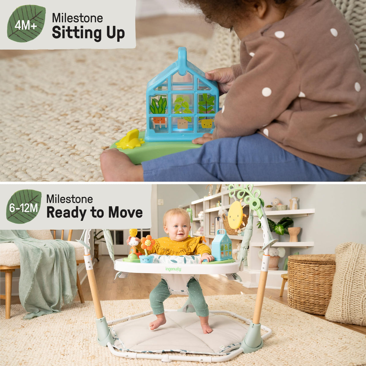 Ingenuity Tummy-to-Toes 6-in-1 Milestone Center Juguete para bebé, Multicolor, 0-48 Months (up 26lbs) (Kids2, Inc. 16904)