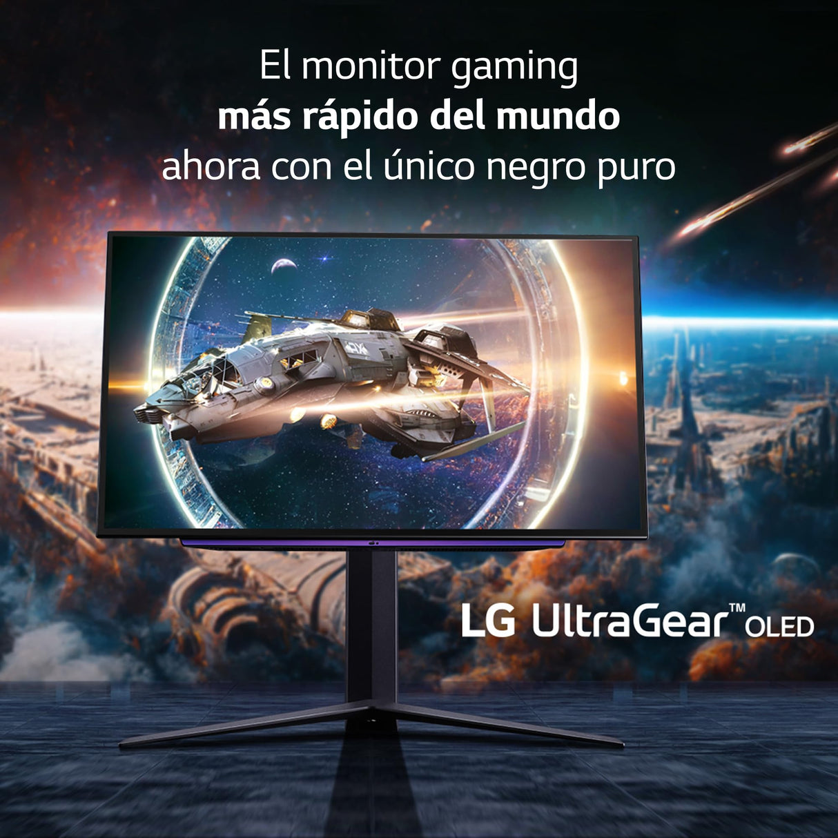 LG 27GR95QE-B - Monitor Ultragear Gaming 27 Pulgadas, OLED: 2560x1400, 16:9, 200cd/m², 1.5M:1, 0.03ms, 240Hz, DCI-P3 superior al 90%, HDR10, HDMI 2.1x2, DPx1, USB-Ax3, AMD FreeSync Premium, Negro