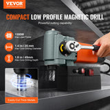 VEVOR Taladro Magnético de Perfil Bajo 1300 W Taladro Magnético Ligero y Portátil con Dispositivo de Enfriamiento y Protección contra Sobrecarga Prensa Magnética para Instalación de Equipos