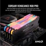 Corsair Vengeance RGB Pro 32 GB (2 x 16 GB) DDR4 3600 MHz C18, Kit de Memoria de Alto Rendimiento (AMD optimizado), Ordenador de escritorio, Negro