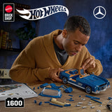 Mattel Brick Shop Hot Wheels Premium Series , juego de construcción Mercedes-Benz 300 SL. 1600 piezas, detalles realistas y piezas metálicas, para adultos coleccionistas, HWW25