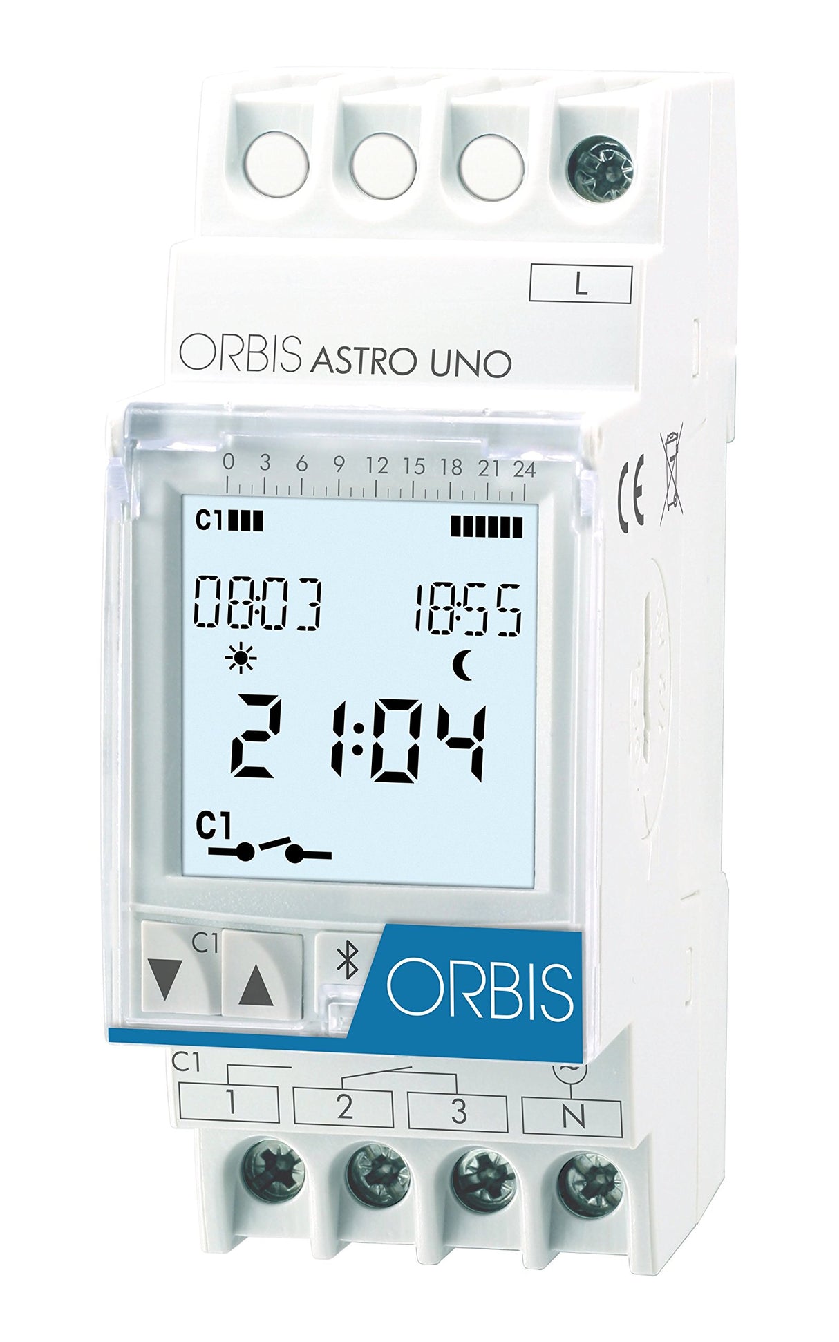 Astro UNO 230 V. Interruptor HORARIO ASTRONÓMICO.Diario/SEMANAL. 1 CIRC.CONMUT.16(10) A. 40 MEMO