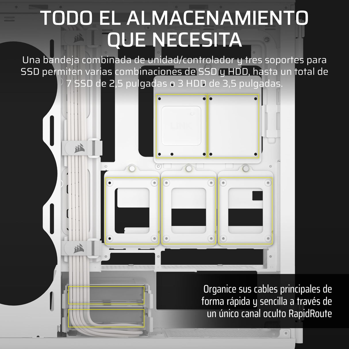 CORSAIR 5000T Caja Mid–Tower ATX para PC – Paneles de Flujo de Aire Frontales y en el Techo extraíbles, Interior Espacioso, ASUS BTF, MSI Project Zero, Gigabyte Project Stealth – Blanco
