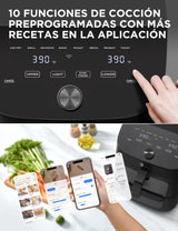 Midea Smart Freidora de Aire Double Stack 11L, Doble Cesta Vertical, Compatible inteligente WiFi y Alexa, Diseño para Ahorrar Más Espacio, 8 Programas Automáticos para 3-8 personas, 2400W