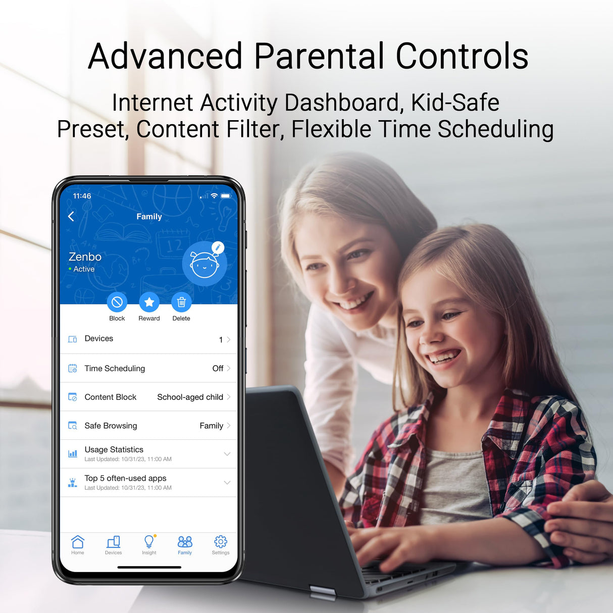 ASUS ZenWiFi BT8, Red WiFi 7 de Triple Banda, 3600 Mbps, Cobertura 548 m², Dos Puertos 2,5 G, Controles de Seguridad y Control Parental incluidos, Smart Home Master SSIDs - Blanco