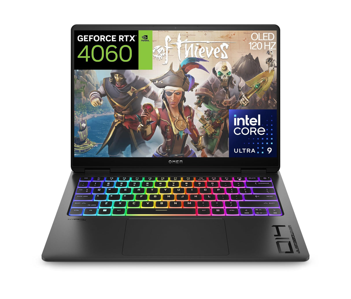 HP OMEN Transcend 14-fb0008ns - Ordenador Portátil Gaming de 14" OLED 2.8K 120Hz (Intel Core Ultra 9 185H, 32GB RAM, 1 TB, NVIDIA GeForce RTX 4060, FreeDOS) Negro - Teclado QWERTY Español