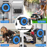 Enrollador de cable automático con soporte profesional 15 m + 2m| Enrollador retráctil montado pared y techo | 1500 W ~ 3000 W| carretes de cable automática | Giratorio 180° | Nivel de protección IP44