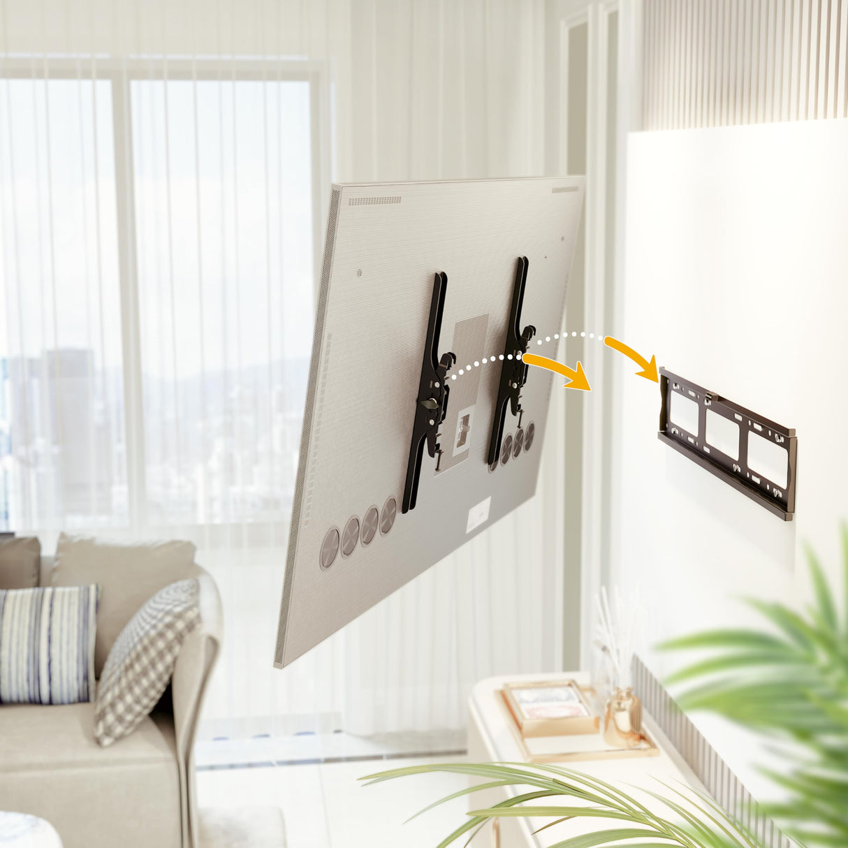 RICOO Soporte TV Pared Inclinable Fijo Plano Televisión 37-80" (94-203cm) R07 Slim Universal Televisor LED/LCD/Curvo VESA 300x200-600x400