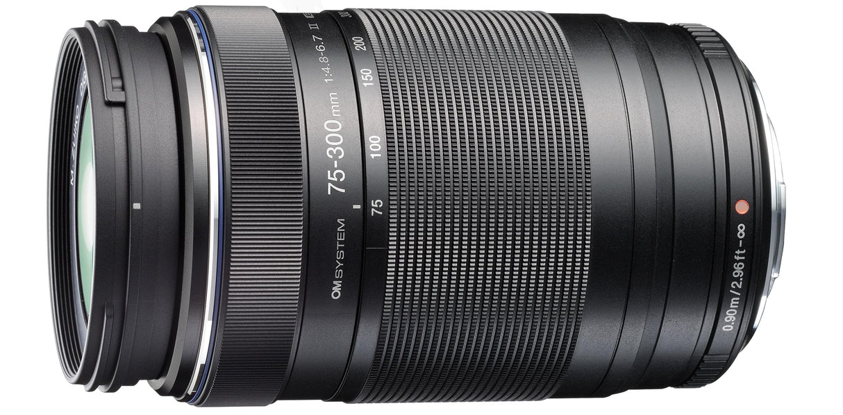 OM SYSTEM M.Zuiko Digital EZ-M7530 75 1:4.8-6.7 Objetivo II, Adecuado para Todas Las cámaras MFT (Modelos Olympus OM-D y Pen, Serie G de Panasonic), Color Negro, 300 mm