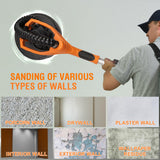 MAXXT Lijadora de pared 20V sin escobillas: Sistema de auto-aspiración, Control de velocidad continuo (600-1200 RPM), Disco de 225 mm, Plegable (extensible 110-165 cm), Para paredes y techos