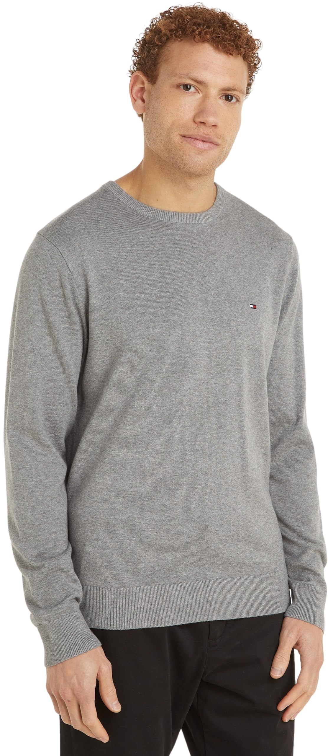 Tommy Hilfiger Jersey Hombre Essential Cotton Crew Neck de Algodón, Gris (Medium Grey Heather), 3XL