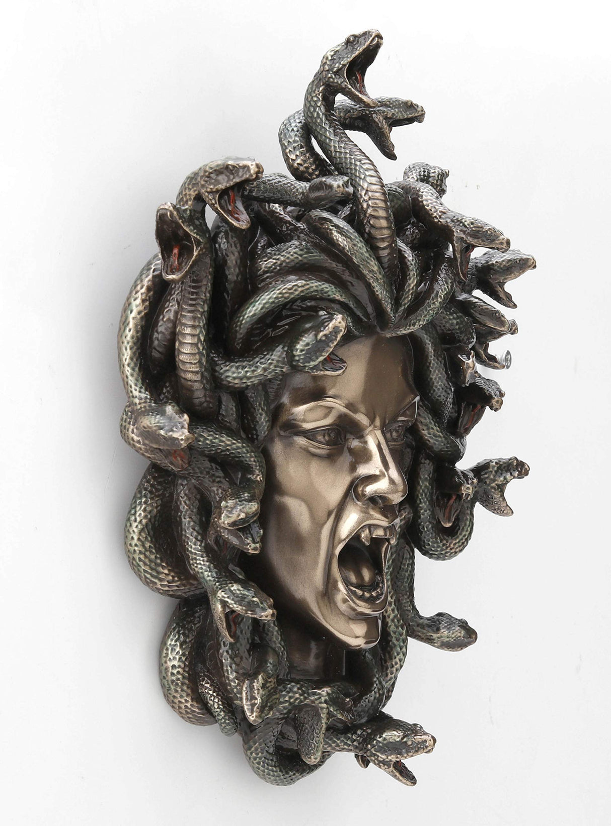 Veronese Design Cabeza de Medusa la serpiente griega Gorgona Serpiente Acabado Bronce Escultura de pared