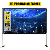 VEVOR Pantalla Proyector 381 cm Pantalla de Proyector con Soporte 347 x 202 cm HD 16:9 Pantalla de Proyección Móvil 160 Grados Pantalla Home Cinema de Tela Oxford 282,7 cm para Casa Oficina Patios