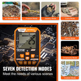 VEVOR Detector de Metales Profesional Mango de 99-127 cm Detector Recargable Bobina de Búsqueda 30 cm Pantalla LCD IP68 Impermeable 7 Modos DSP Chip Auriculares Bluetooth para Búsqueda de Monedas Oro
