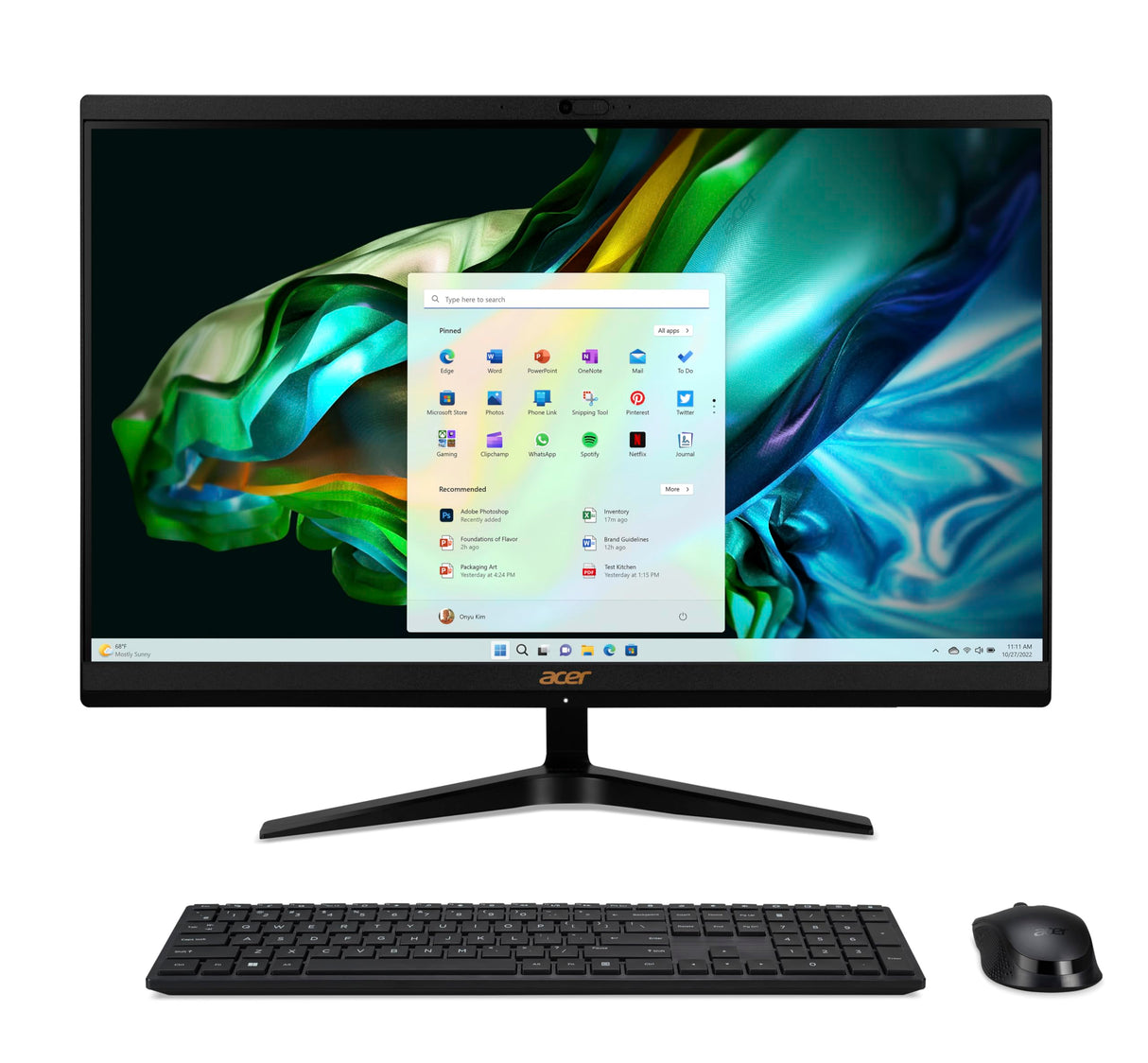 Acer Aspire C24-1800 All in One, Monitor 24" FullHD (Intel Core i5-12450H, 16GB RAM, 512GB SSD, Intel Iris Xe Graphics, Windows 11 Home) Negro, Teclado QWERTY Español y Ratón Inalámbrico