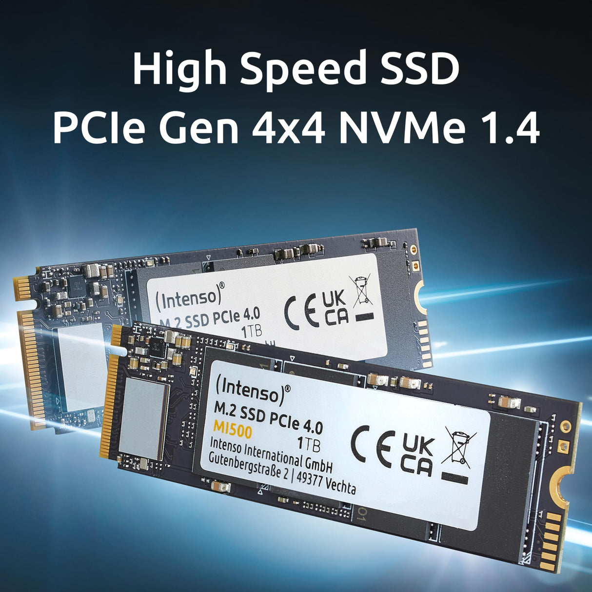 Intenso MI500 2TB NVMe SSD, M.2 SSD Interno, PCIe 4.0 Gen4x4, 5300 MB/s de Lectura, 4500 MB/s de Escritura, Unidad de Estado sólido, 2 TB