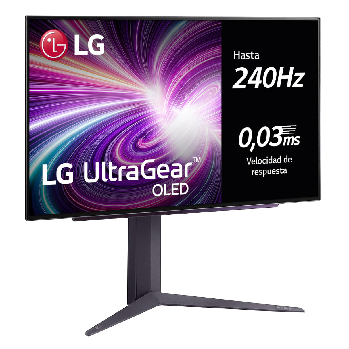 LG 27GS93QE-B - Monitor Ultragear, Monitor OLED, 27 Pulgadas, 2560x1440, 16:9, 0,03 ms, 240 Hz, Clasificación F, G-Sync Compatible y FreeSync Premium Pro, Morado Grisáceo, Negro - Flat